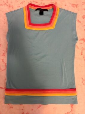 Marc by Marc Jacobs Light Blue Tank with Rainbow Trim